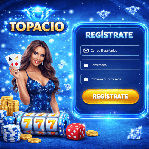 Formulario de acceso de Topacio para explorar casino en línea con blackjack, ruleta, slots y promociones